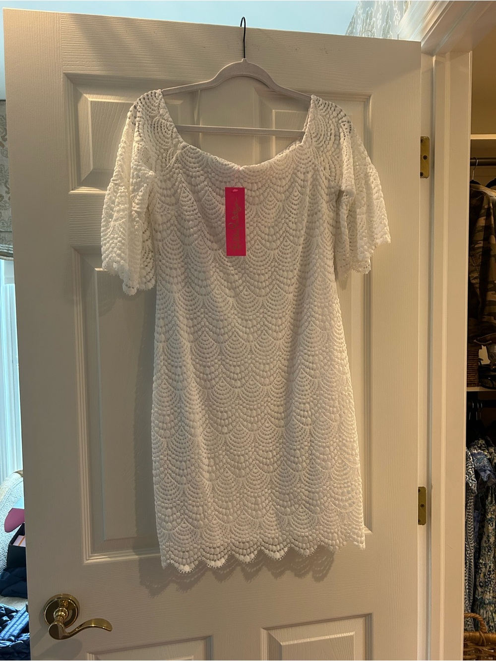 Lilly Pulitzer White Lace Mini Dress with Scoop Neck